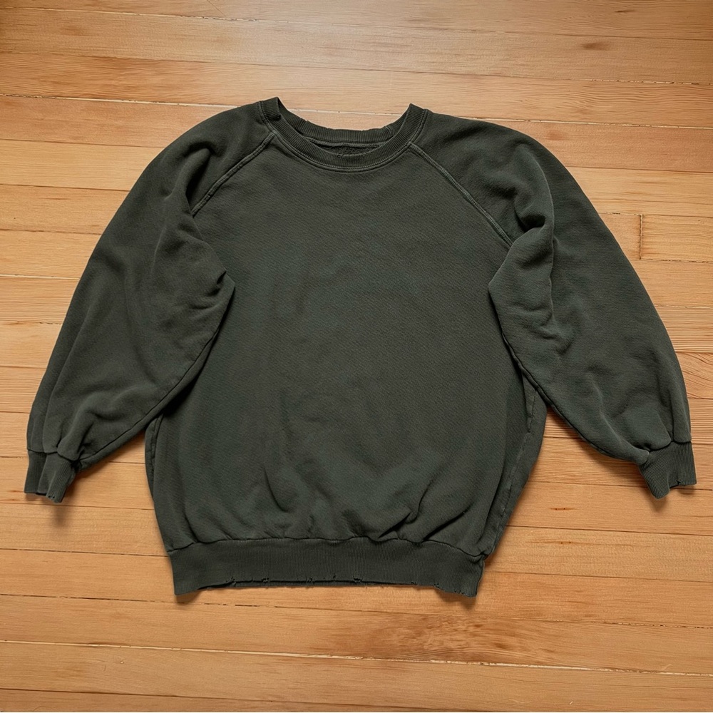 THE GREAT. Vintage style army green sweatshirt, brand size 0